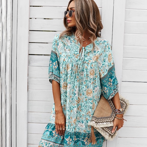 BOHO BABY DOLL FLORAL DRESS 💐 - Picture 4 of 6